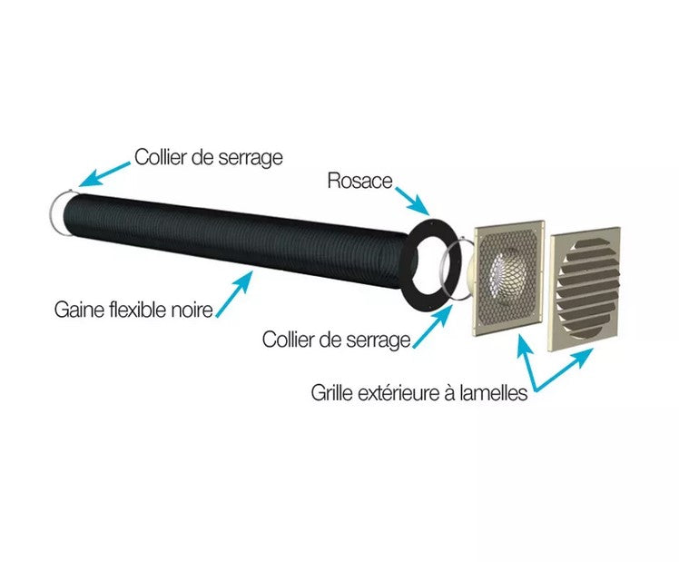 kit raccordement d'air frais DIA 60 avec grille