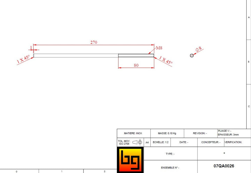 BODART & GONAY - 07QA002 Opti 1000 poussoir Clé