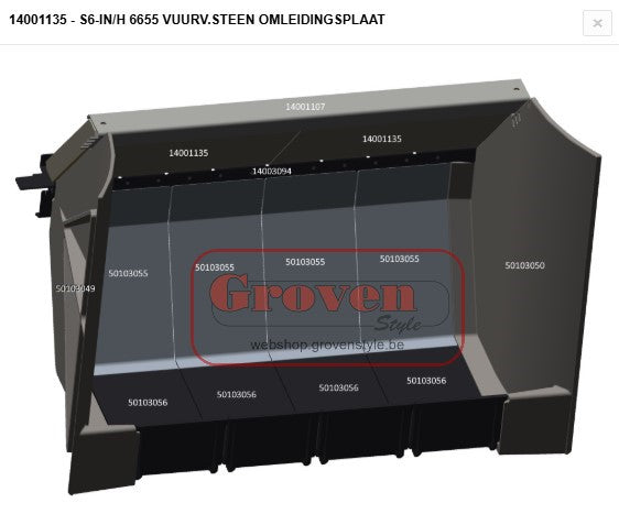STUV - 14001135 S6-IN/H 6655 Vermiculiete omleidingsplaat - Déviateur en vermiculite