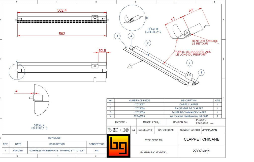 BODART & GONAY - 27O76019 OPTI 700 760 GREEN Clappet Chicane