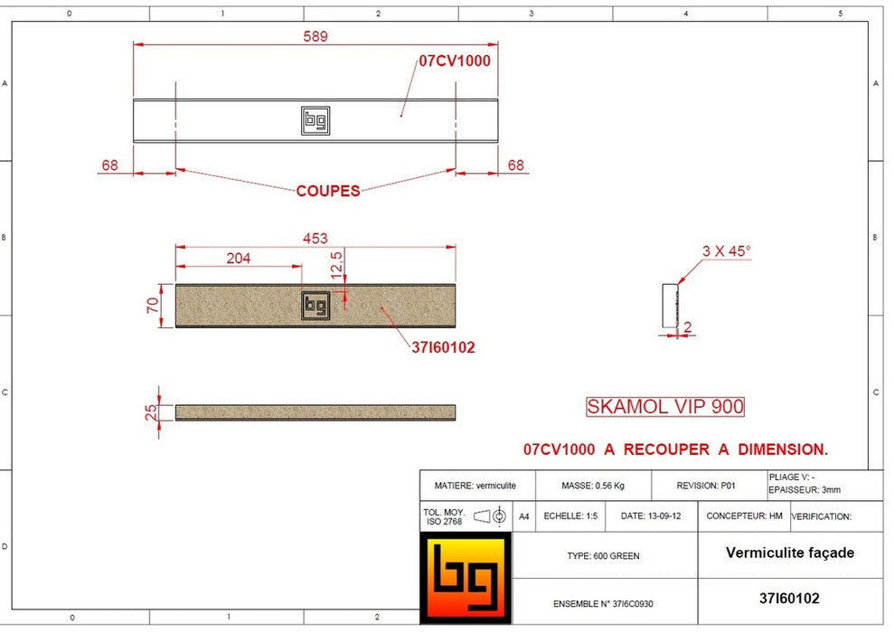 BODART & GONAY - Vermiculiet front IF 600 Green 37I60102 Facade vermiculite