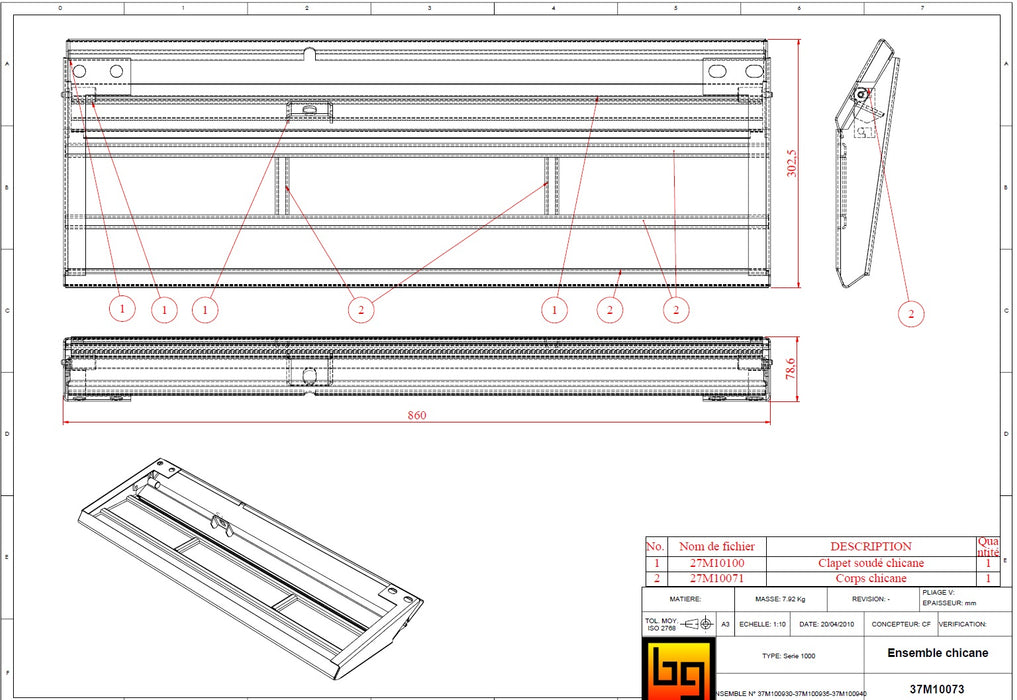 BODART & GONAY - 37M10073 Vlamplaten set reeks 1000 ensemble nouvelle chicane Serie 1000