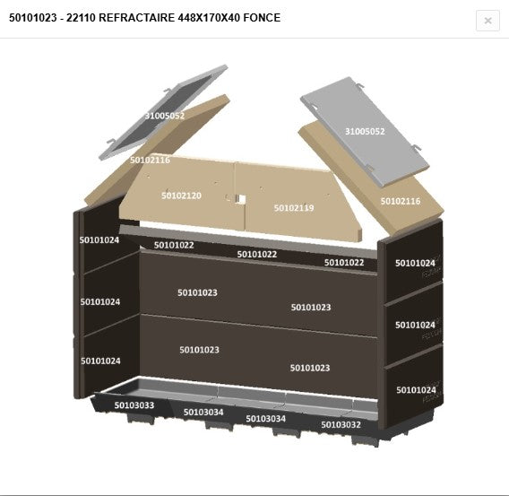 STUV - 50101024 SF 2270 SF 22110 pierre réfractaire foncé 346x170x30 