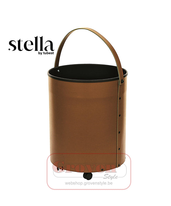 STELLA TALITA Panier à pellets/bois en cuir marron