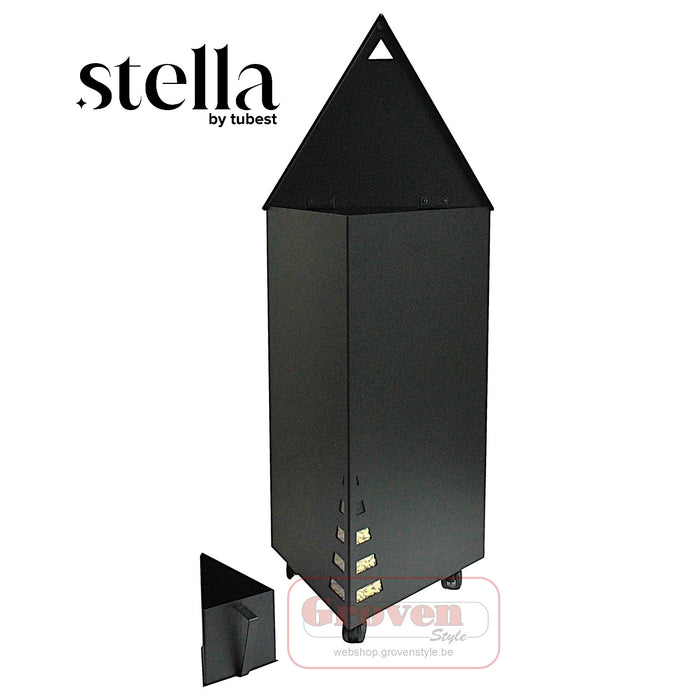 STELLA MIRA pellet opslag koffer met wielen zwart - coffre à pellets à roulettes noir