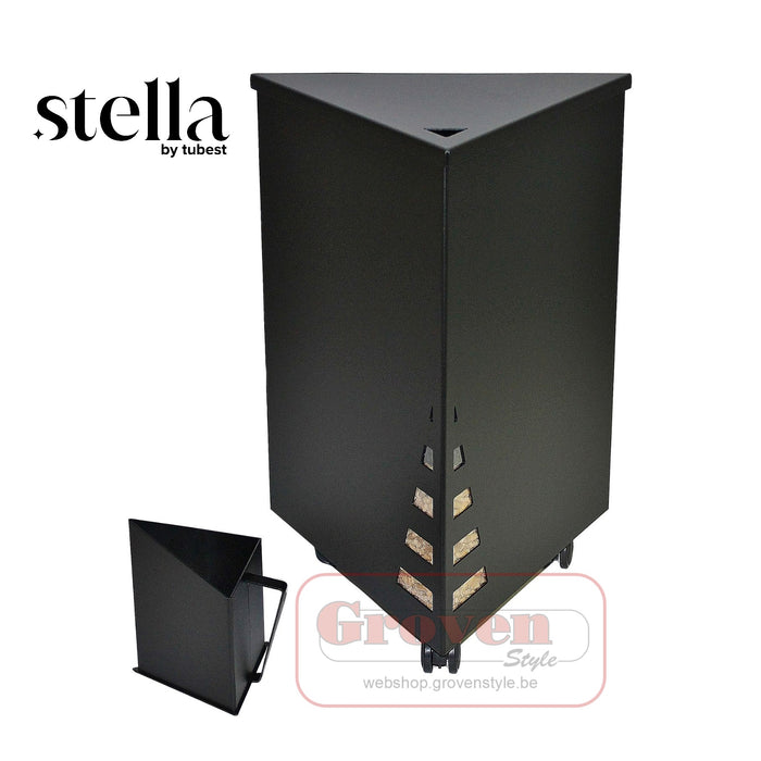 STELLA ORKA coffre à pellets à roulettes noir