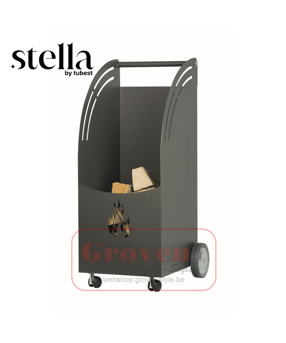 STELLA OKDA houtblokken wagen met wielen antraciet - porte-bûches à roulettes anthracite