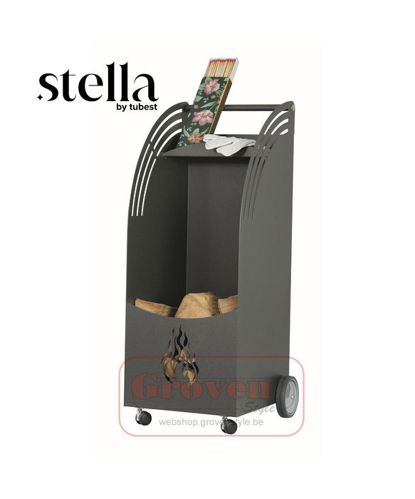 STELLA CANOPUS houtblokken wagen met wielen antraciet - porte-bûches à roulettes anthracite