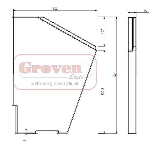 BARBAS - 338047 Universal 6-80 pierre en béton paroi latérale gauche