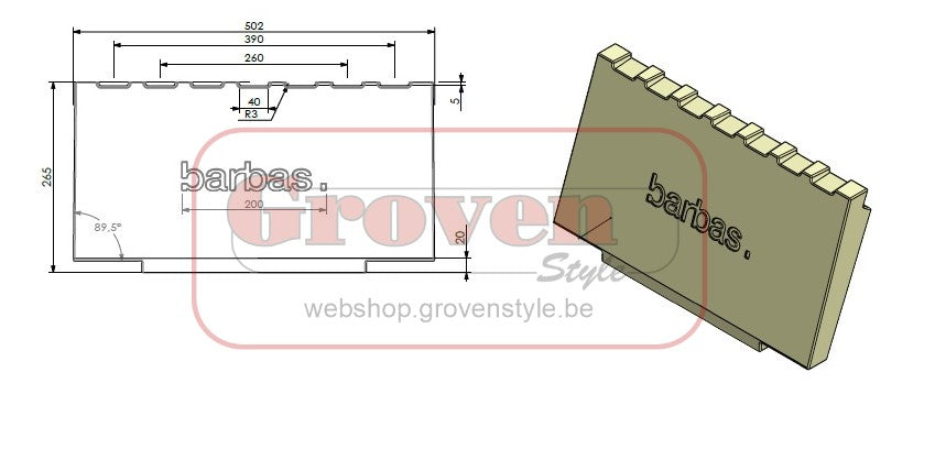BARBAS - 344518 Betonkeramiek achterwand + Logo Universal 6 70 pierre en béton arrière