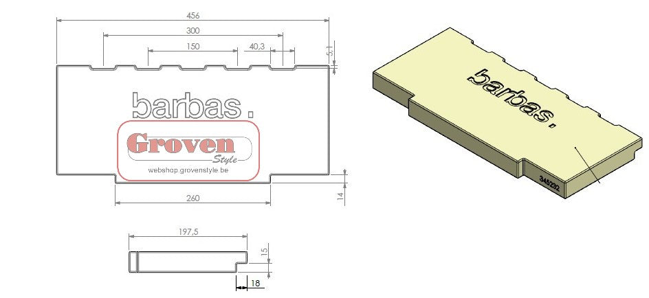 BARBAS - 345232 Betonkeramiek achterwand + Logo Unilux 6 of ou 7 52 Pierre en béton arrière