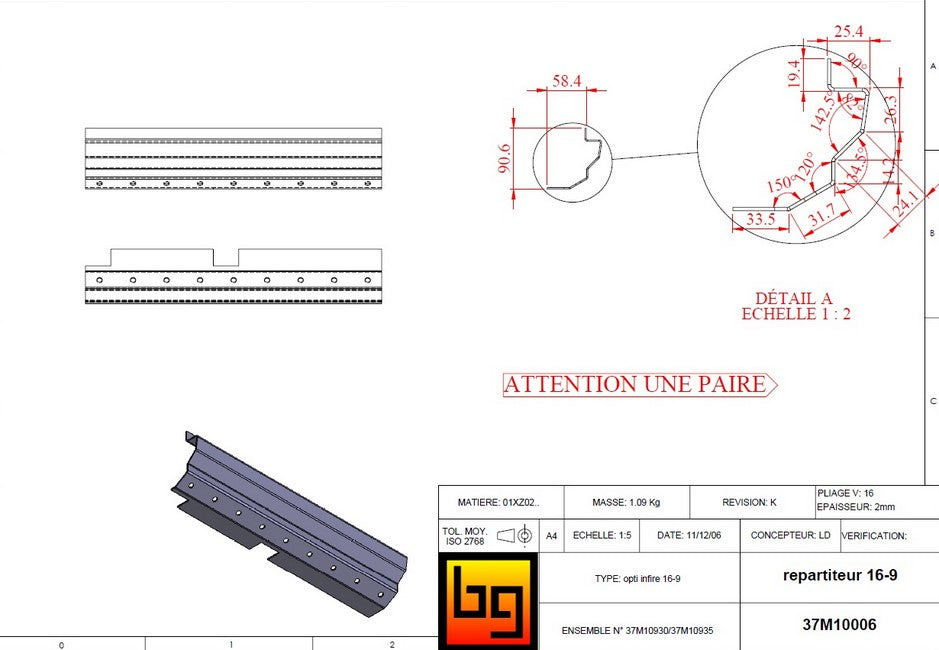 BODART & GONAY - 37M10006 16-09 Infire 1000 paire de repartiteur
