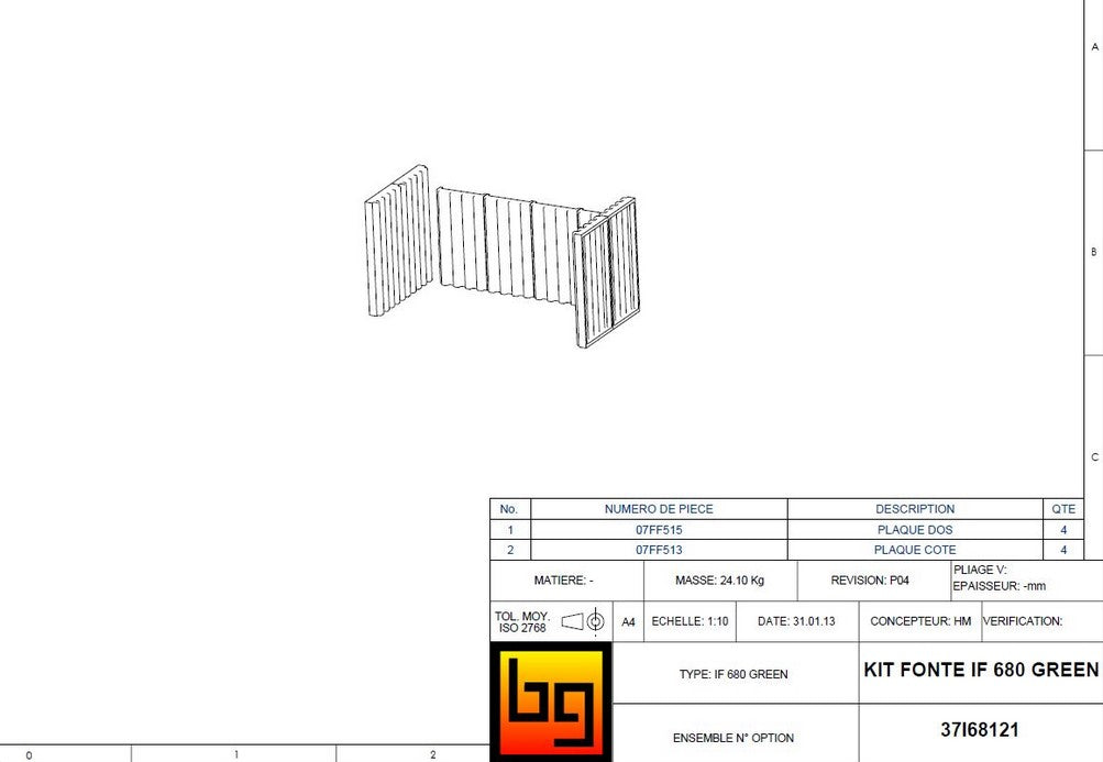 BODART & GONAY - Kit gietijzer IF 680 GREEN 37I68121 kit fonte