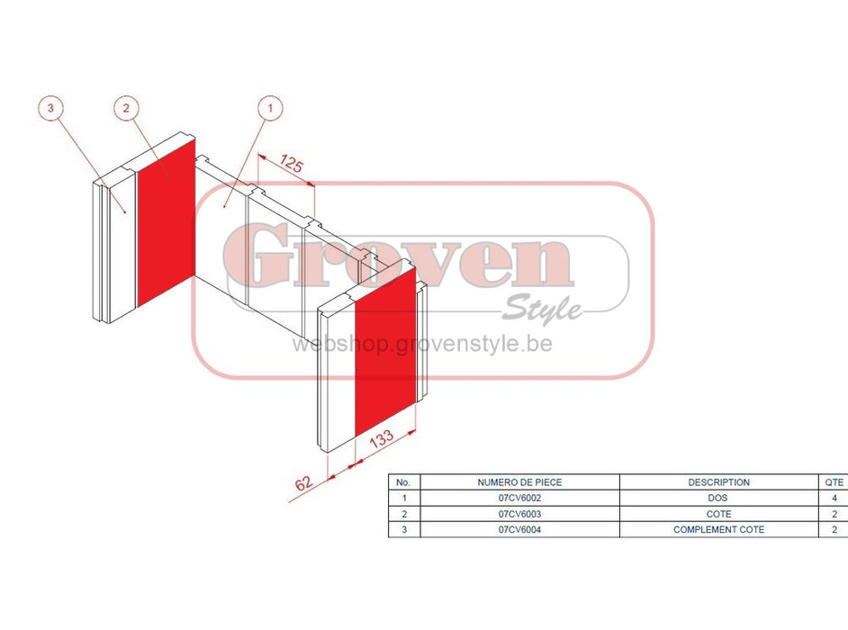 BODART & GONAY - 07CV6003 Skamolex Vermiculiet IF 600 Compact GREEN zijwand groot - côté grand skamolex vermiculite