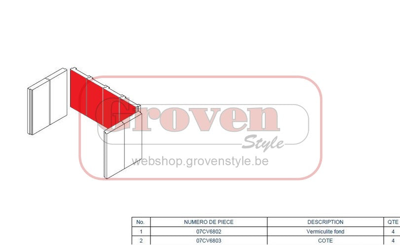 BODART & GONAY - 07CV6802 Skamolex Vermiculiet IF 680 GREEN achterwand - fond skamolex vermiculite