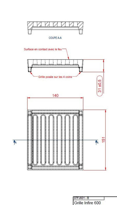 BODART & GONAY 07FJ601 Infire 600 Neo Infire 740 Easy Infire 810 Easy Infire 950 Easy Grille