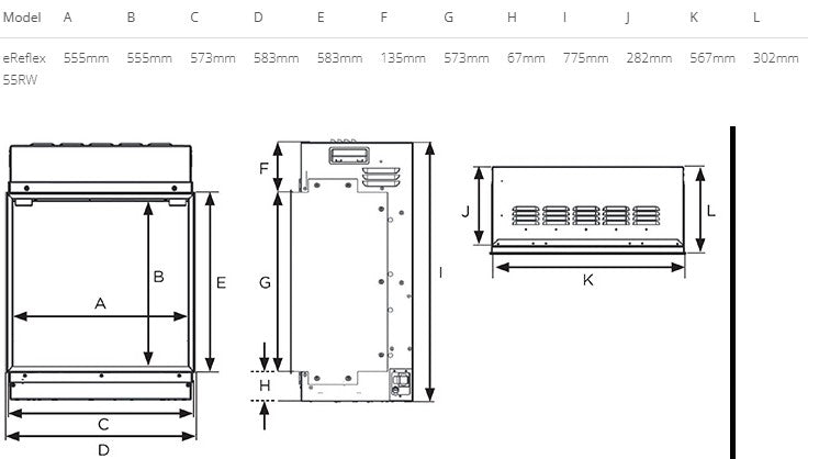 GAZCO - meerzijdige haard EREFLEX RW55 insert électrique simple face, en angle où multiples