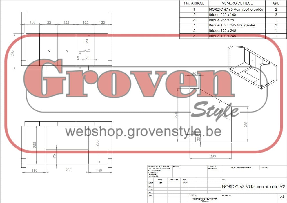 JIDE - Kit Skamolex Vermiculiet NORDIC 67 60 V1 - kit skamolex vermiculite