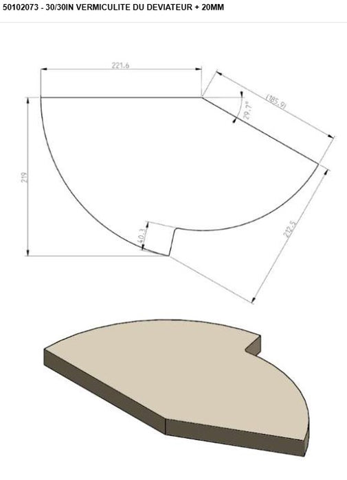 STUV 30 30IN 50102073 - Rookomleiding vermiculiet + 20 mm - vermiculite du deviateur + 20 mm