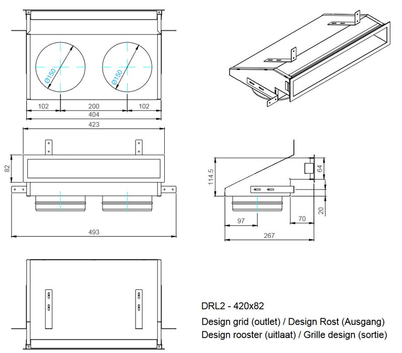 M-DESIGN Grille DRL2 420x80 mm