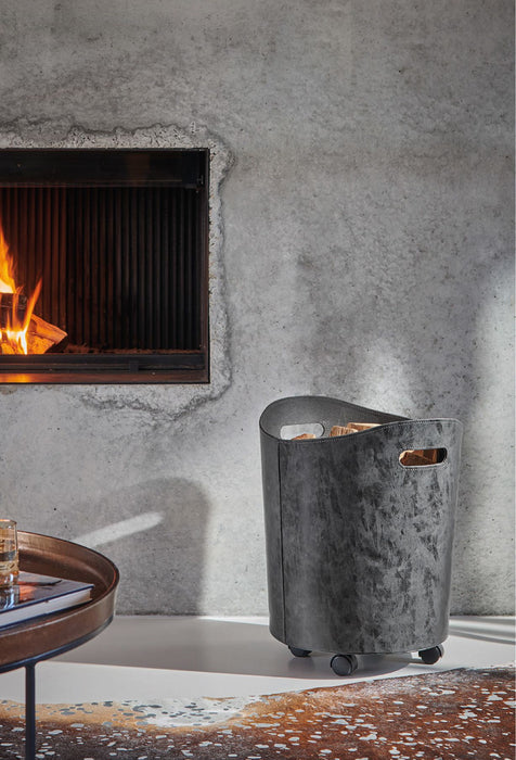 DIXNEUF - OMEGA verouderd grijs pelletmand / houtmand - Corbeille à granulés/bois Gris vieilli